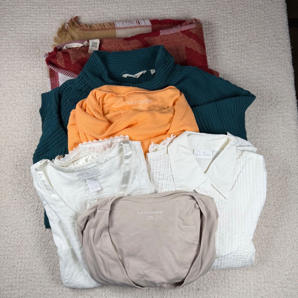Soft Surroundings Reseller Bundle of 6 Womens Mixed Lot Scarf Sweater Linen Tops